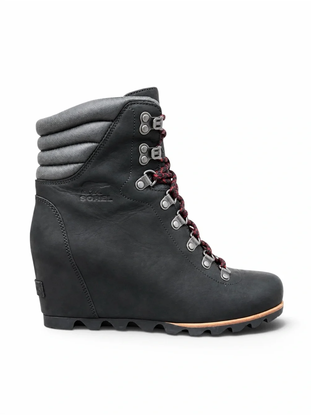 SOREL – Conquest Wedge Waterproof Leather Boots – Black Gray – Sz. 10